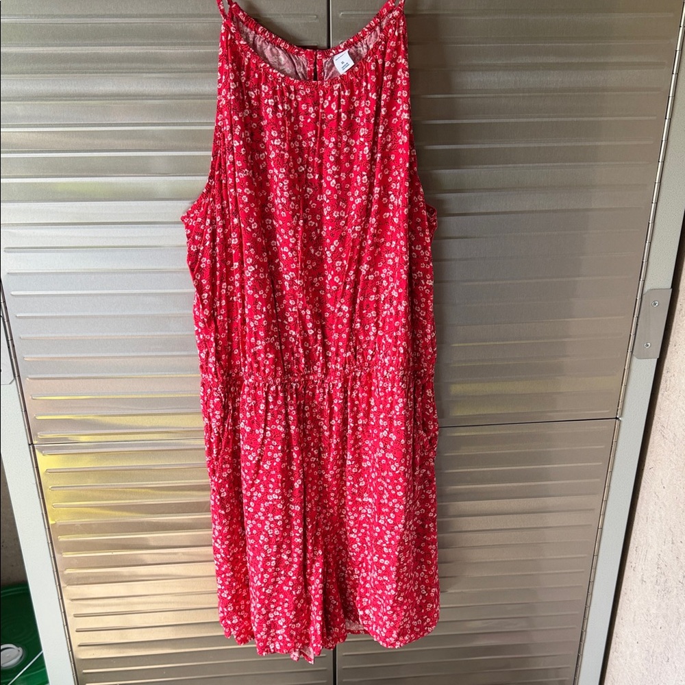 Old Navy Red Floral Sleeveless Romper